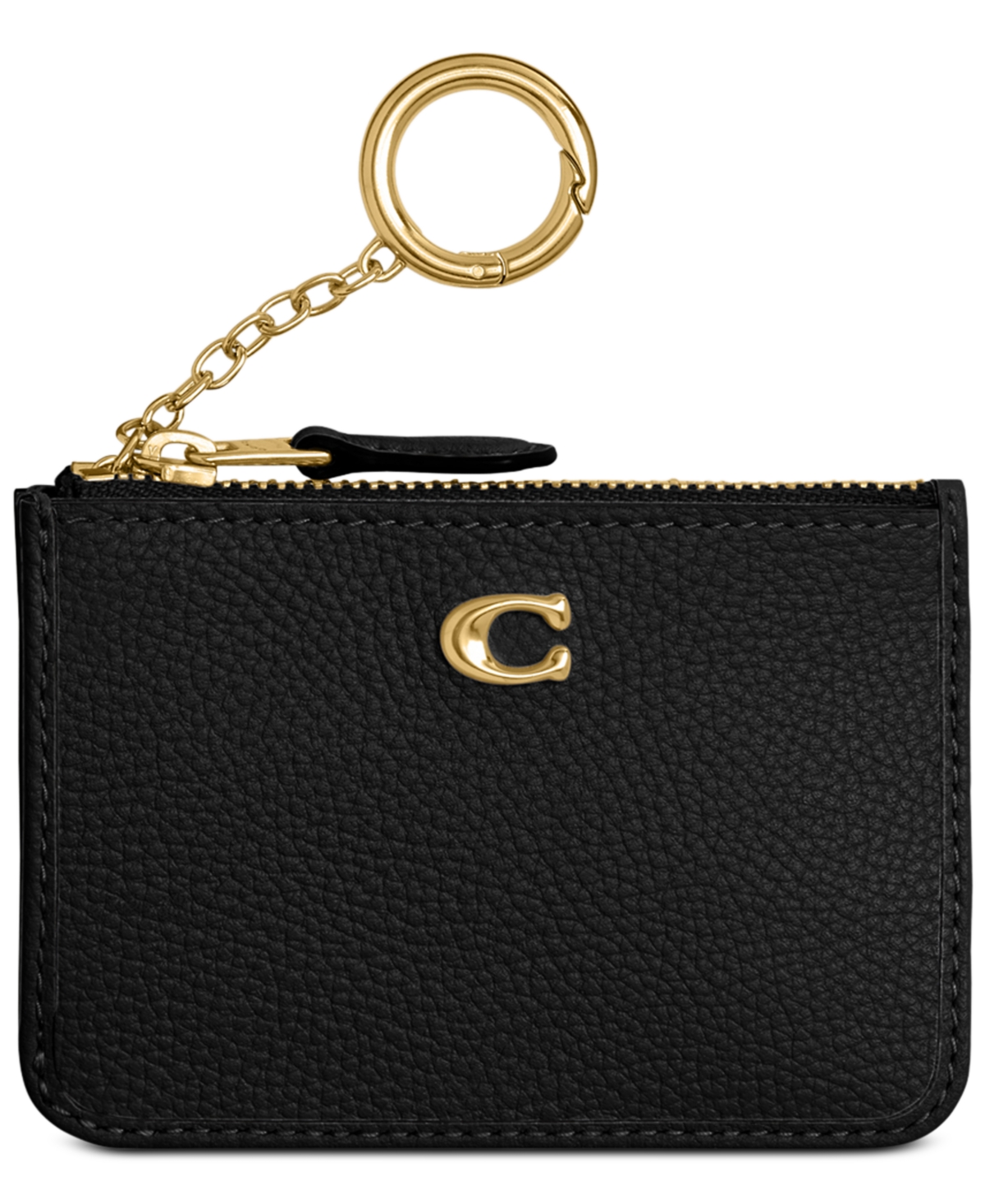 Coach Leather Essential Mini Id Card Case - Brass/Black