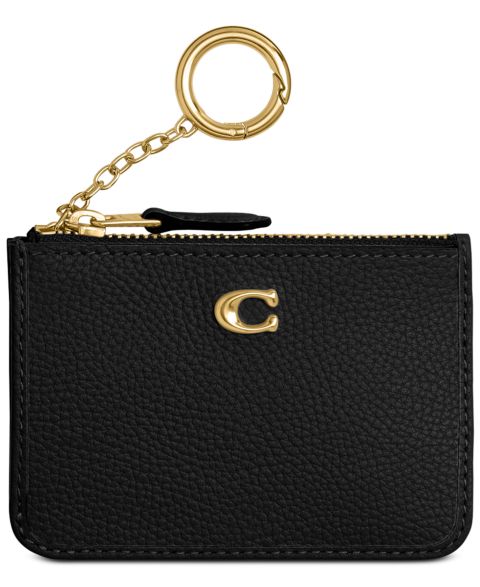 COACH Essential Mini Pebble Leather ID Card Case