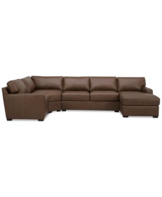 Radley 148" 4-Pc. Leather Wedge Modular Chaise Sectional, Created for Macy's
