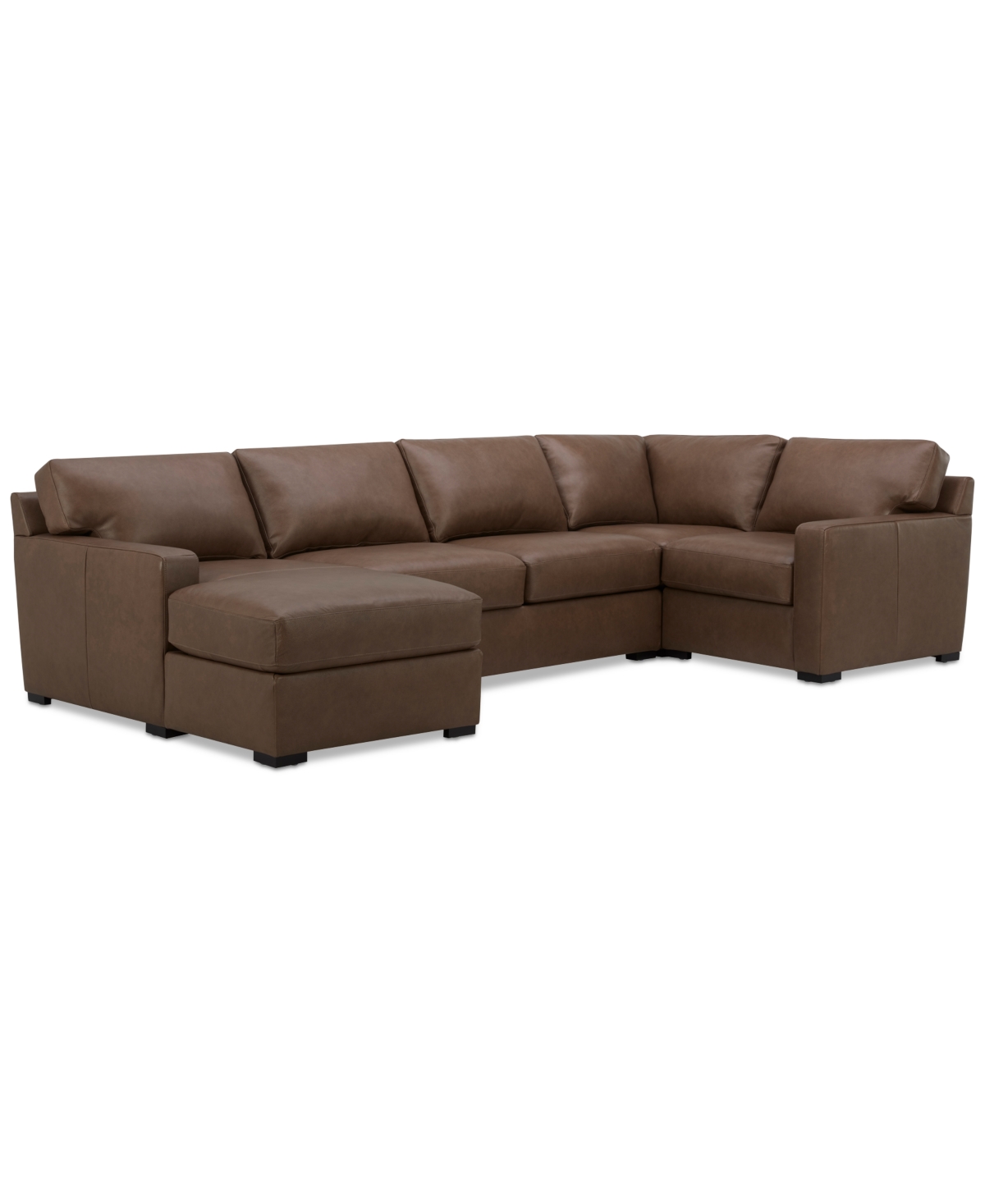 Shop Macy's Radley 136" 4-pc. Leather Square Corner Modular Chaise Sectional, Created For  In Chesnut