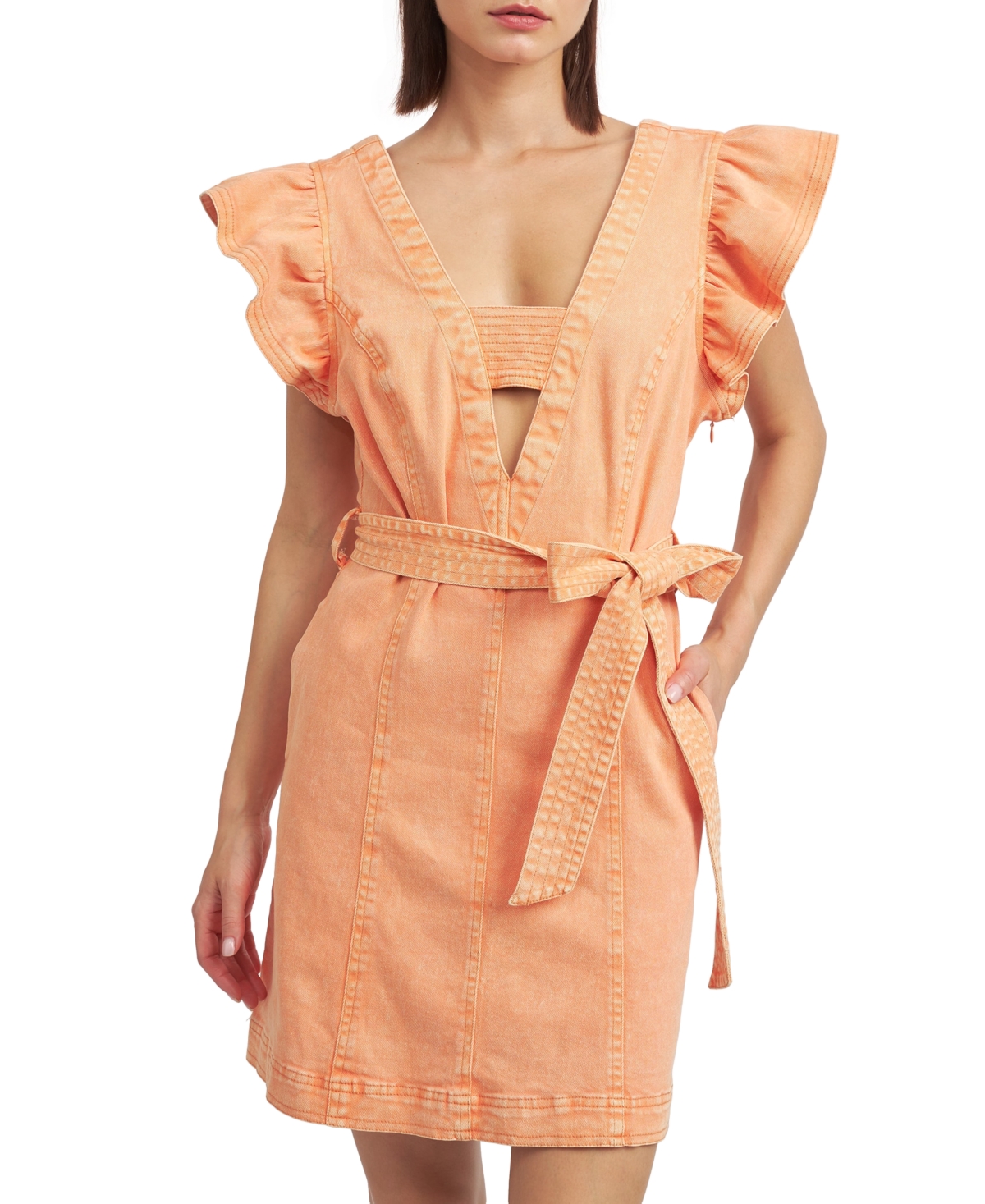 Women's Isobel Colored Denim Mini Dress - Washed Coral