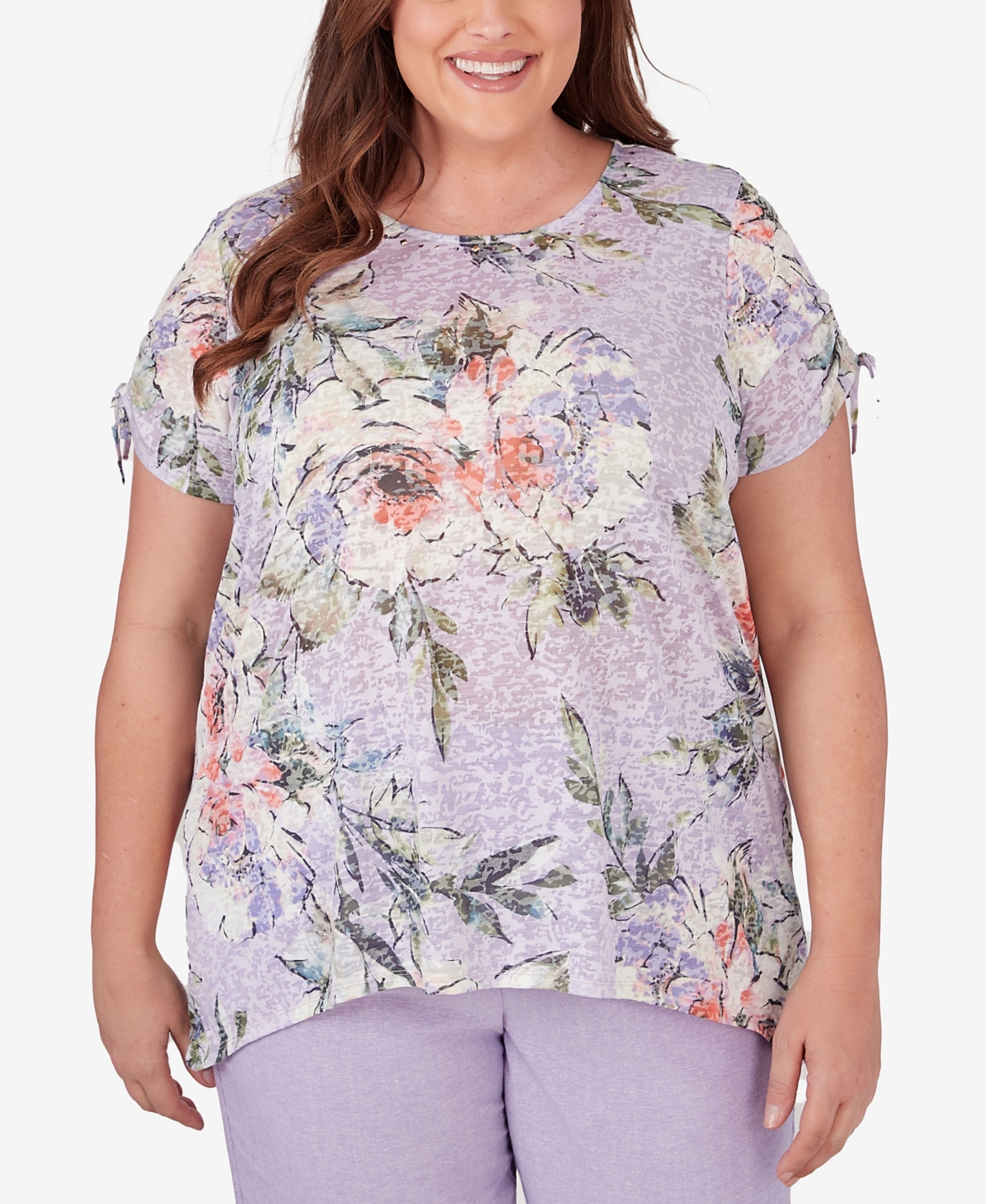 Shop Alfred Dunner Plus Size Garden Party Short Sleeve Burnout Floral Top In Multi
