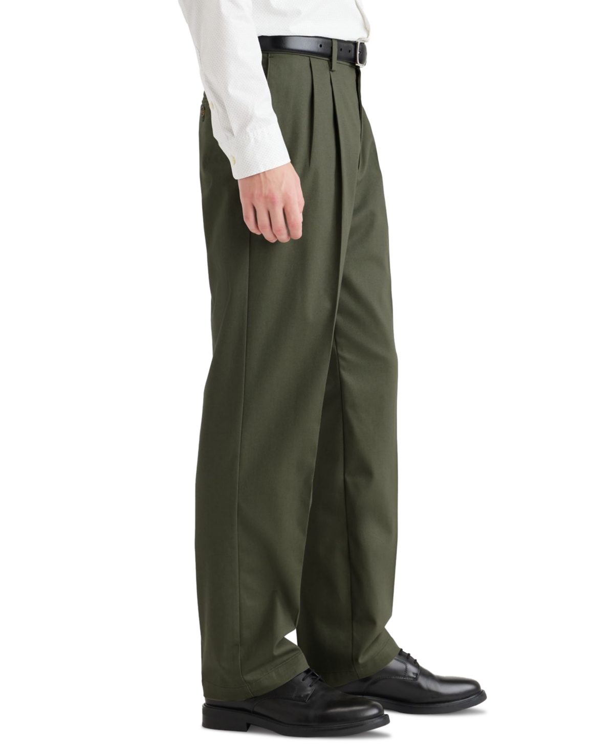 Shop Dockers Men's Classic-fit Signature Iron-free Khaki Pleated Pants In Army Green