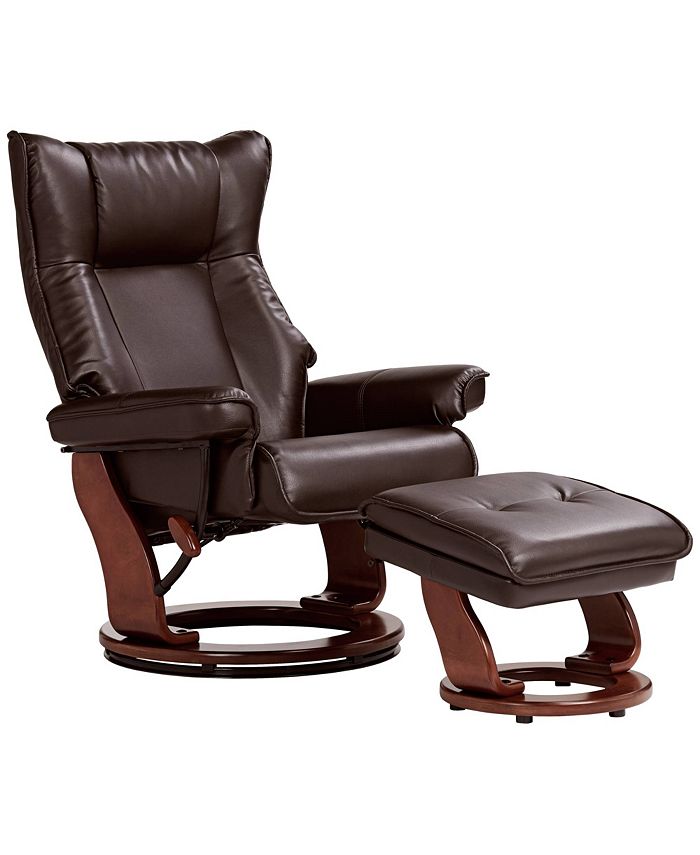 BenchMaster Java Swivel Faux Leather Recliner Chair with Ottoman