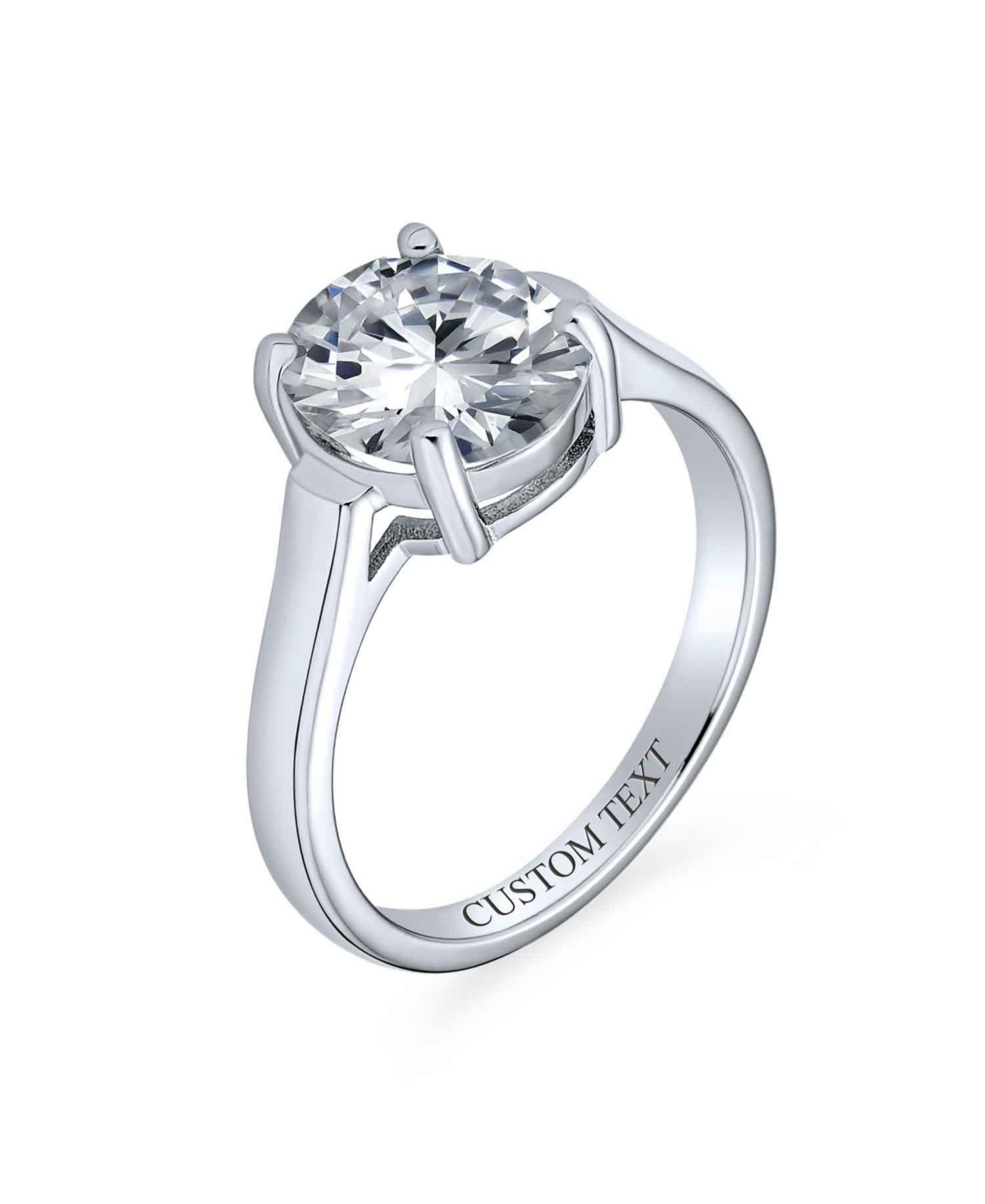 Bling Jewelry Simple 3CT Classic Cz Cubic Zirconia Oval Solitaire Promise Ring SterlingFor Women Ring - Silver