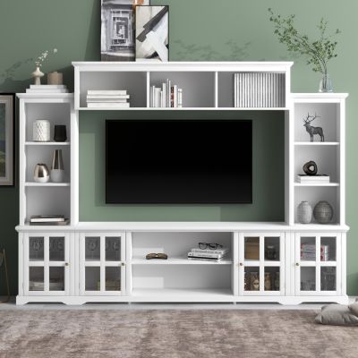 Streamdale Minimalist White Entertainment Wall Unit for TVs Up To 70"