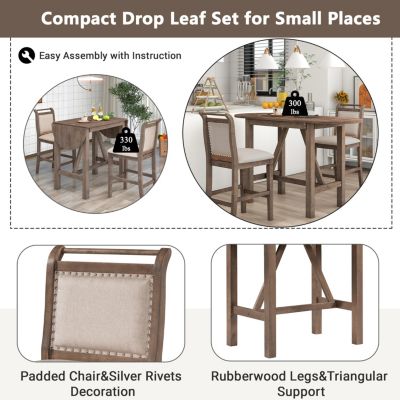 Compact 3-Piece Counter Height Dining Set