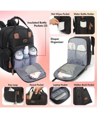 Diaper Bag Backpack with Portable Changing Pad, Pacifier Case and Stroller Straps