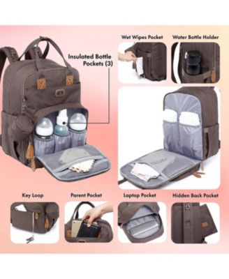 Diaper Bag Backpack with Portable Changing Pad, Pacifier Case and Stroller Straps