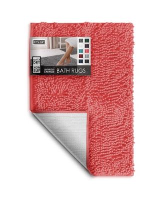 Ultra-Soft Quick-Dry Chenille Bath Rug - Non-Slip PVC Backing, Machine-Washable (Small 17″×24″)