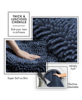 Ultra Soft Non-Slip Chenille Bath Rug - Quick Dry, Machine Washable - Large 26”x44”