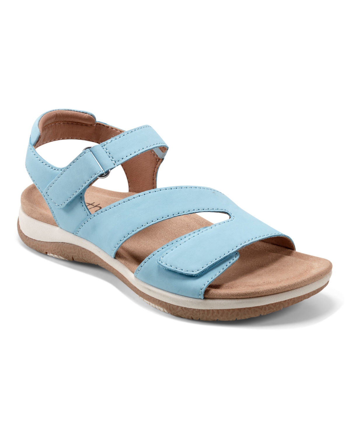 Earth Women's Sureal Quarter Strap Flat Casual Sandals In Blue Leather