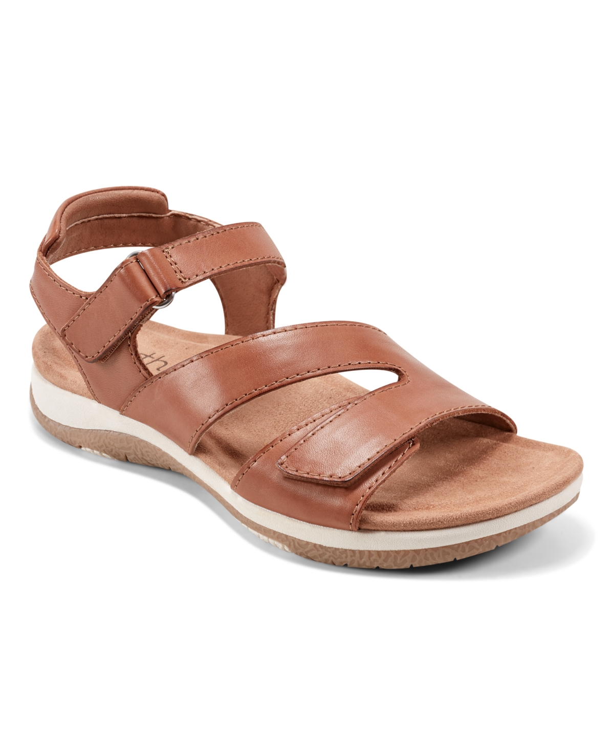 Earth Women's Sureal Quarter Strap Flat Casual Sandals In Medium Natural Leather