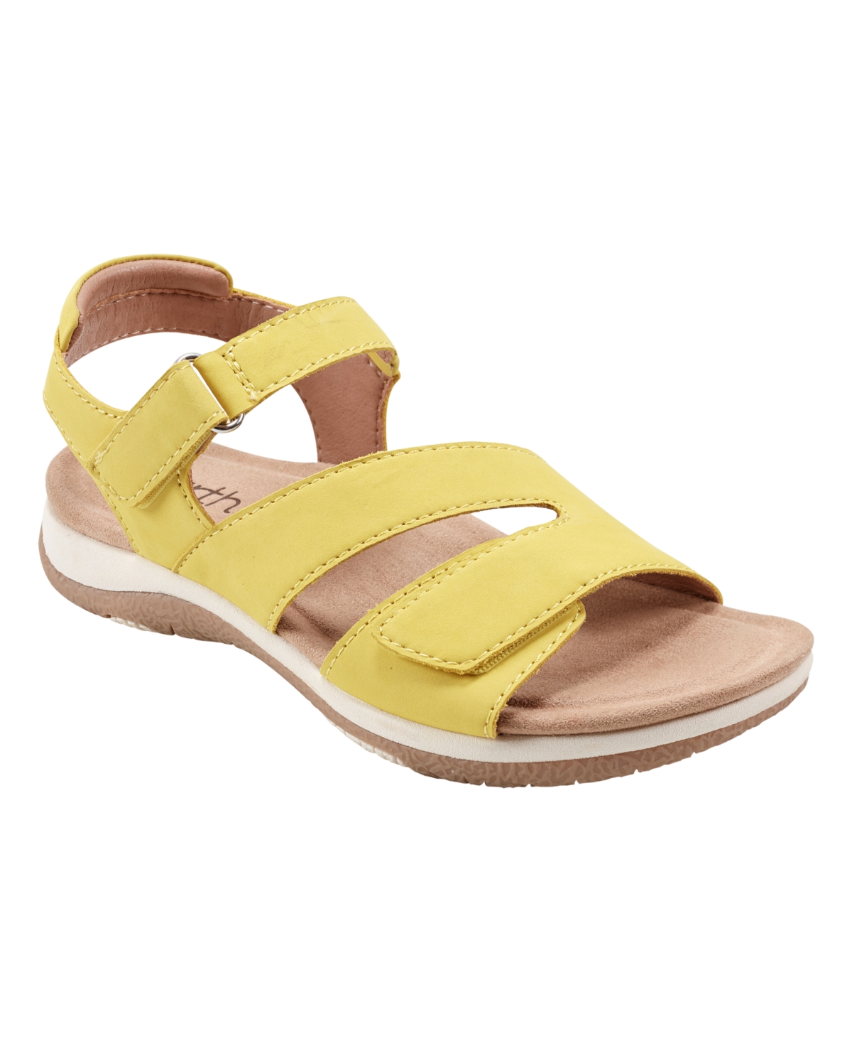 Earth Women's Sureal Quarter Strap Flat Casual Sandals In Lime Leather