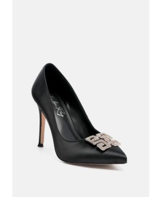 prisca high heel brooch detail pumps