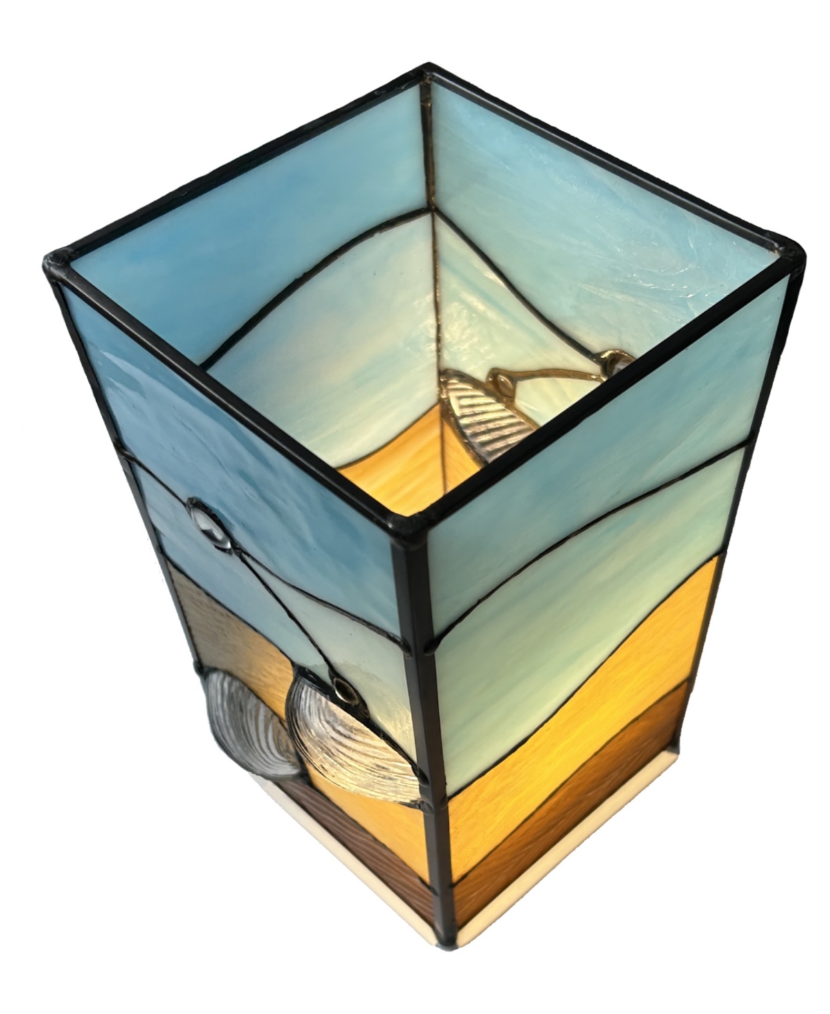 Dale Tiffany 10" Tall La Rochelle Handmade Genuine Stained Glass Shade With Jewels Uplight Accent Lamp In Multi-color