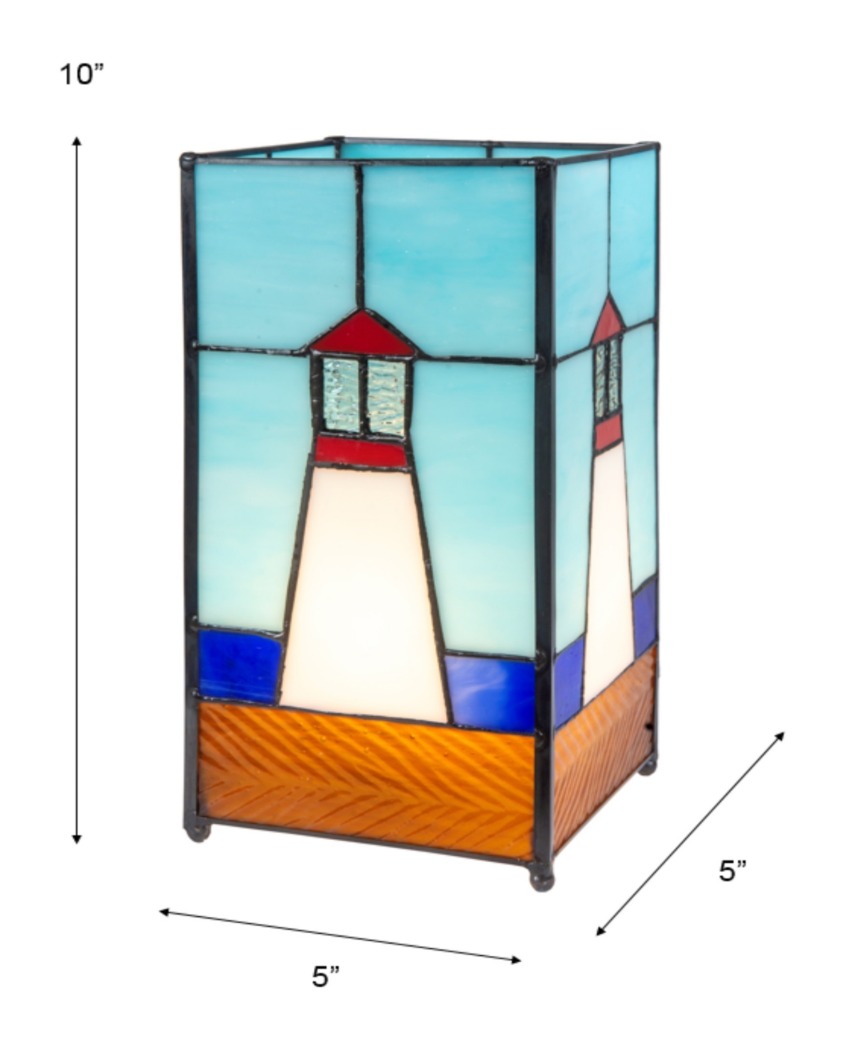 Shop Dale Tiffany 10" Tall Lighthouse Tiffany Handmade Genuine Stained Glass Shade Uplight Accent Lamp In Multi-color