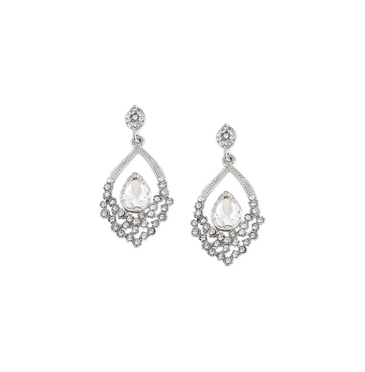 Sohi Women's Dazzling Drop Earrings In Silver