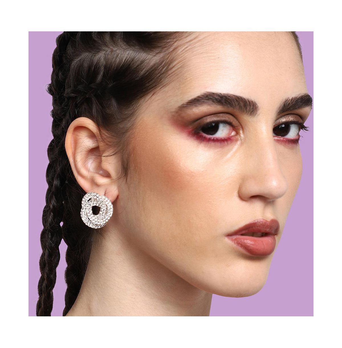 Sohi Women's Wrap Stud Earrings In Silver