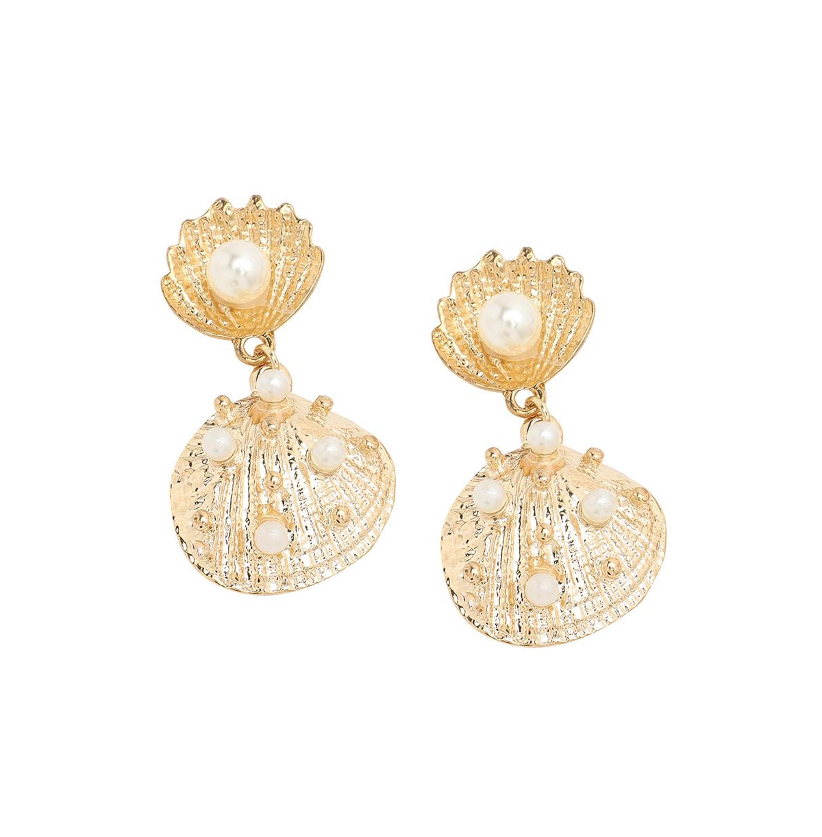 Sohi Women's Seashell Drop Earrings In Gold