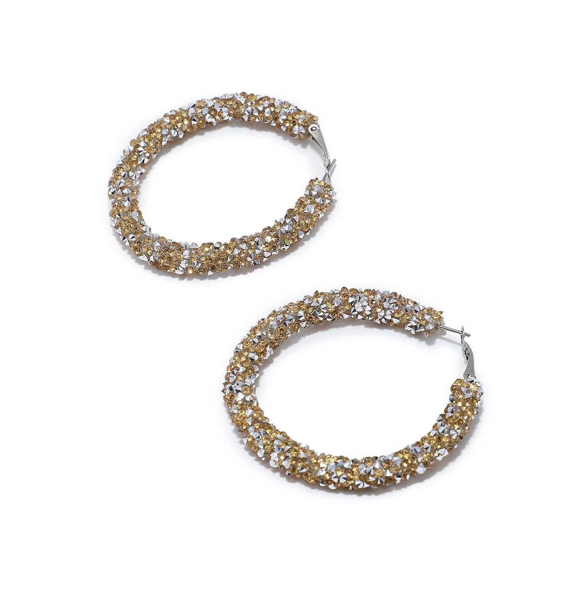 Sohi Women's Frosted Hoop Earrings In Gold