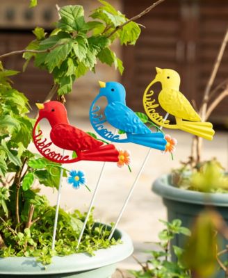 16" H Set of 3 Metal Bird Pick