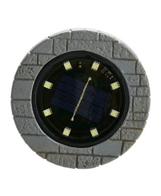 5.25" H Set of 4 Resin Solar Powered Disk Light or Outdoor Pathway Light or Ground Light