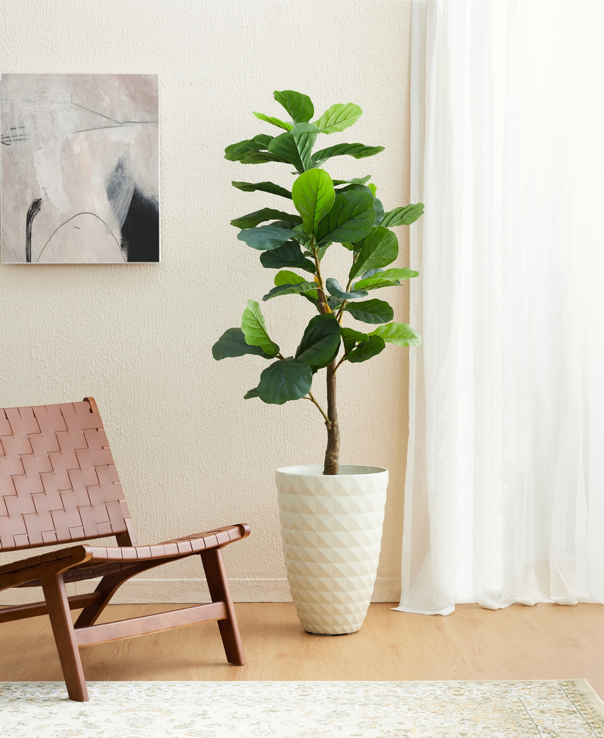 Glitzhome 19.75" H Oversized Set Of 2 Pe And Stone Faux Ceramic Diamond Textured White Tall Planter In White