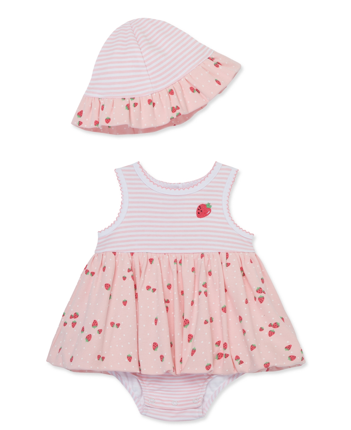 Shop Little Me Baby Girls Strawberries Popover With Hat In Pink