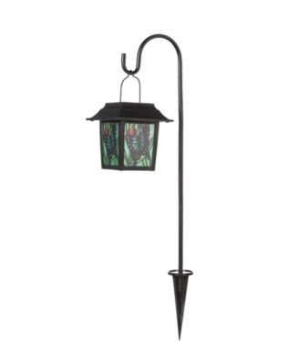 30" H Set of 2 Solar Powered Butterfly Scene Pattern Garden Lamp or Pathway Light with Ground Stake