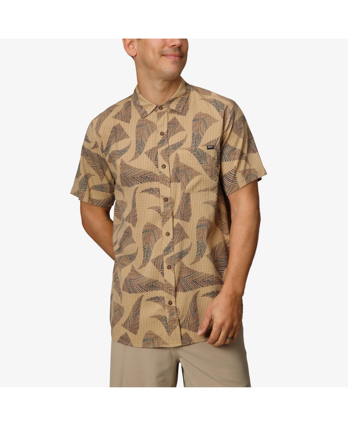 Reef Men's Bersin Short Sleeve Woven Shirt In Kelp