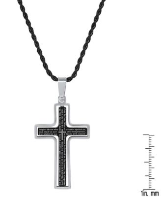 Men's Two-Tone Stainless Steel "Our Father" English Prayer Spinner Cross 24" Pendant Necklace