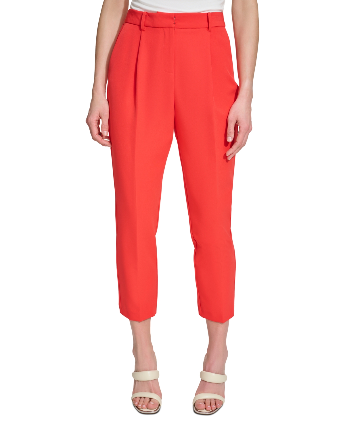 Dkny Women's High Rise Cropped Pants In Flame