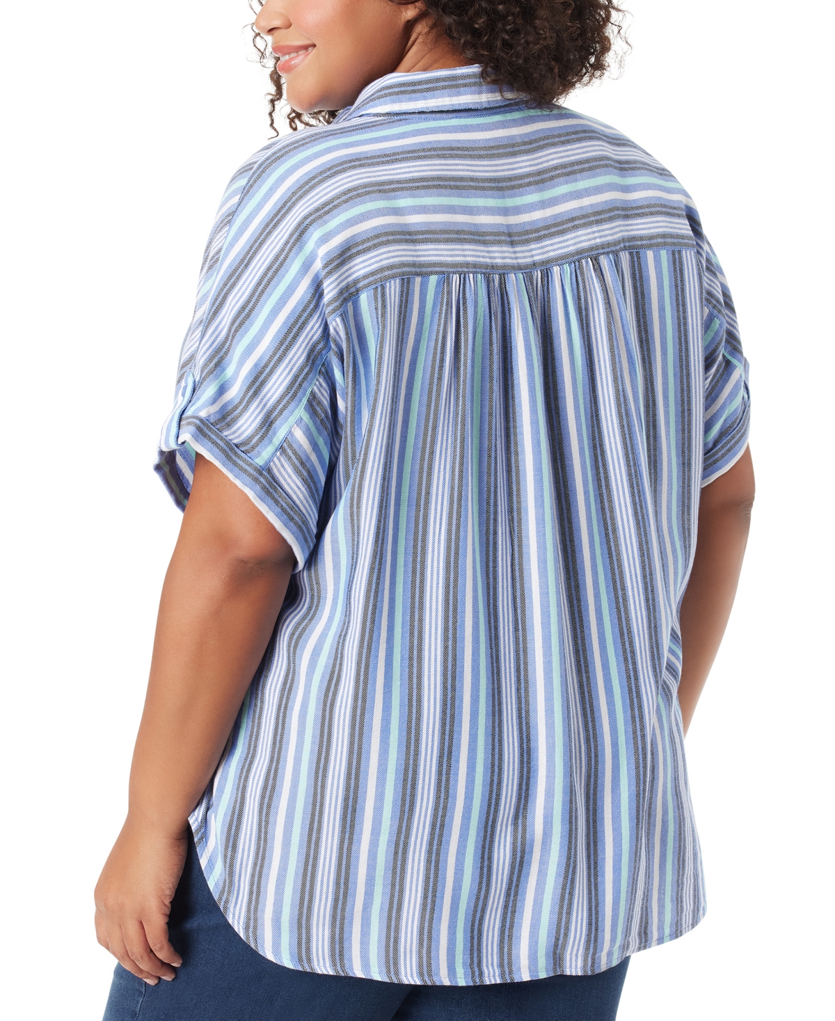 Gloria Vanderbilt Plus Size Stripe High-Low Demi Shirt