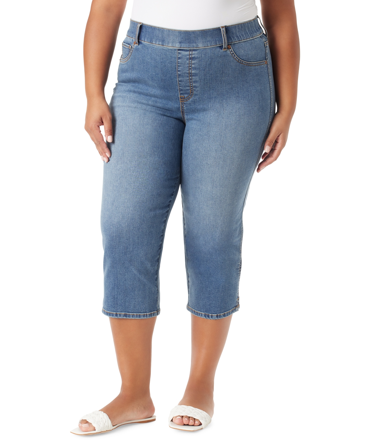 Gloria Vanderbilt Plus Size Shape-effect High-rise Capri Jeans In Castlepoint