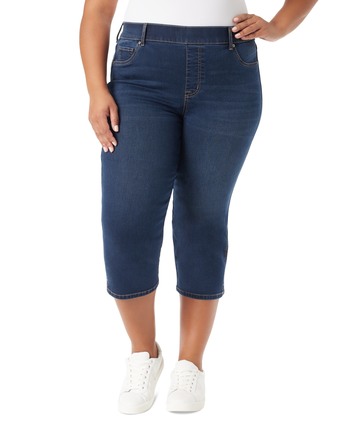 Gloria Vanderbilt Plus Size Shape-effect High-rise Capri Jeans In Hewlett