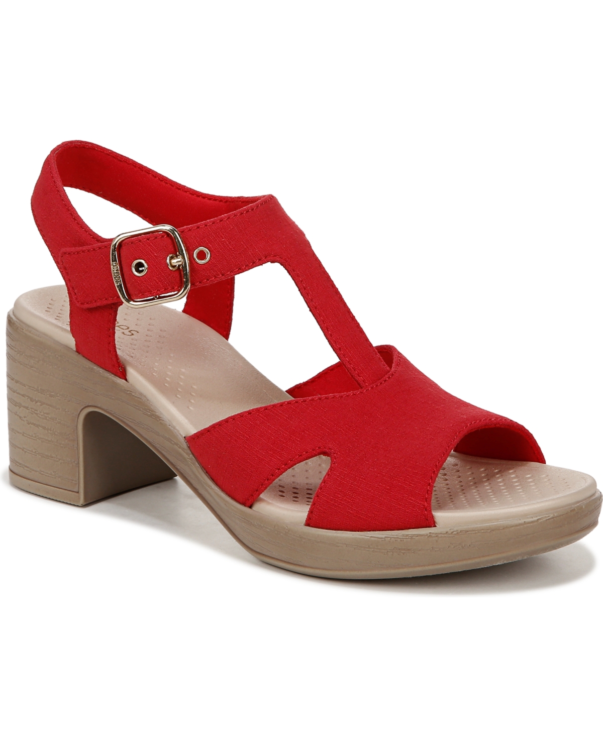 BZees Everly Washable Strappy Sandals - Fire Red Denim Fabric