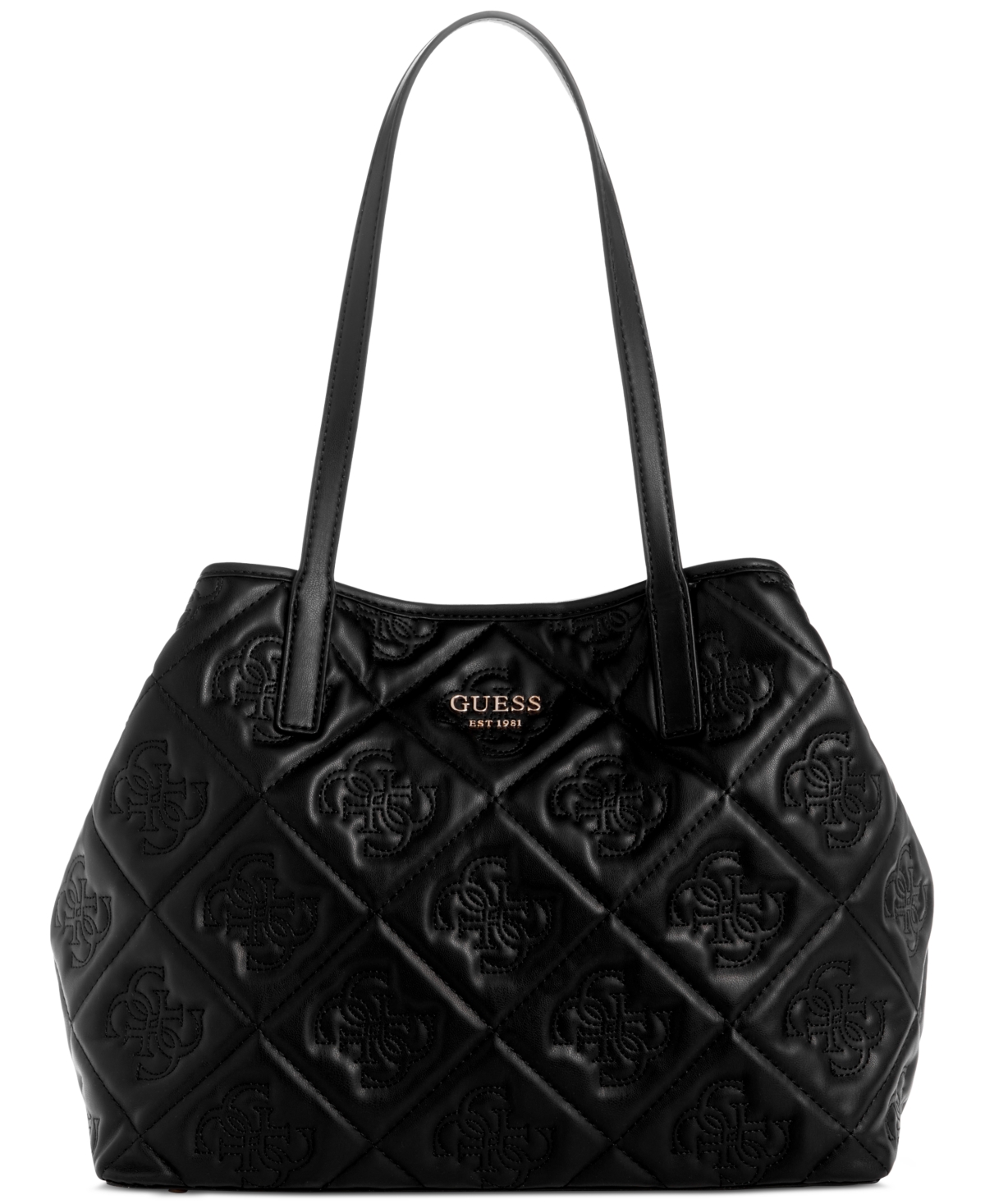 Shop Guess Vikky Ii Tote With Removable Pouch In Black Logo
