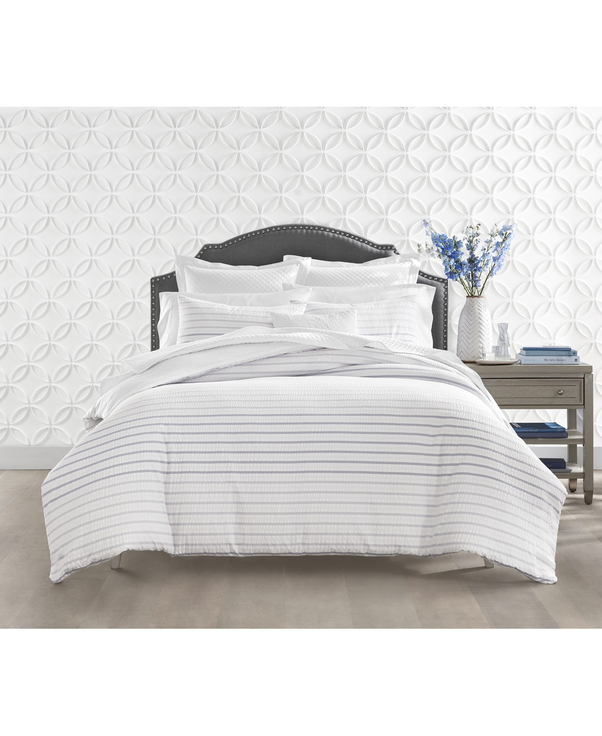 Charter Club Closeout!  Seersucker Ombre Stripe, King Comforter Set, Exclusively At Macy's In Grey