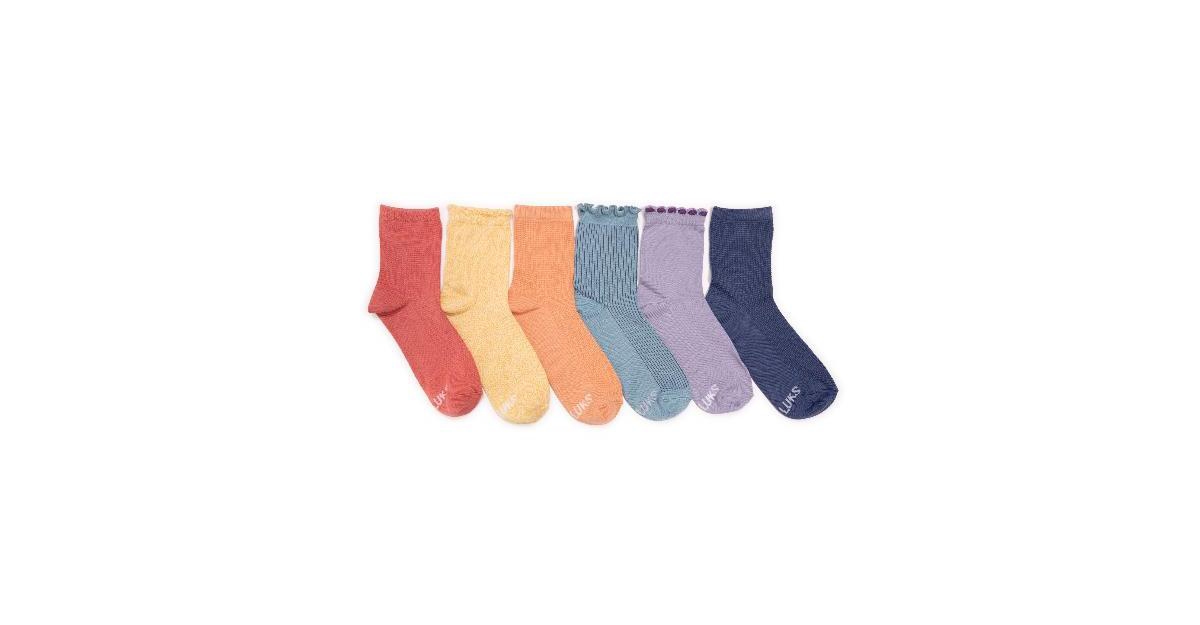 Women's 6 Pack Whisper Soft Crew Socks, Mid Bright's, One Size - Mid brights