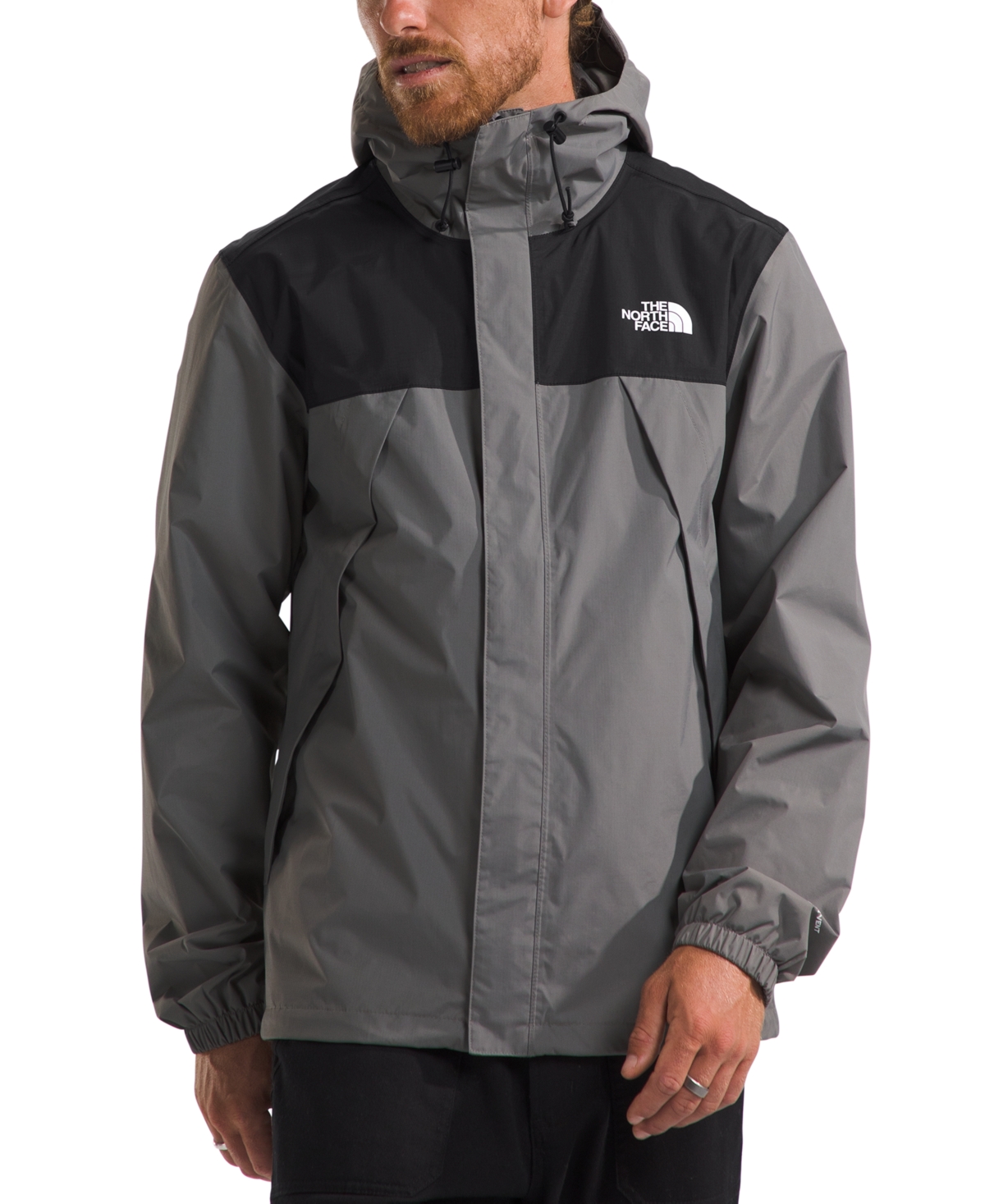 The North Face Men's Antora Waterproof Jacket In Smoked Pearl,tnf Black