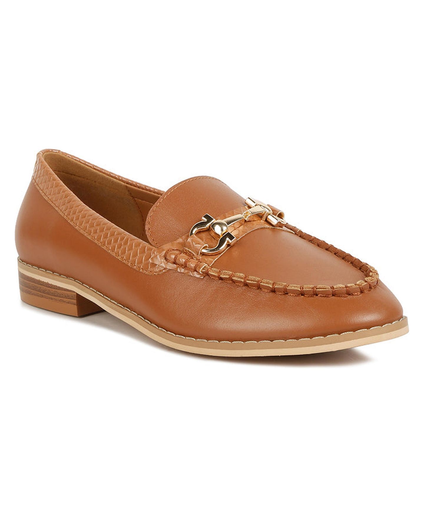 Женские туфли Rag & Co Holda Horsebit Embellished Loafers With Stitch Detail, цвет: Бежевый / Хаки — фото 2