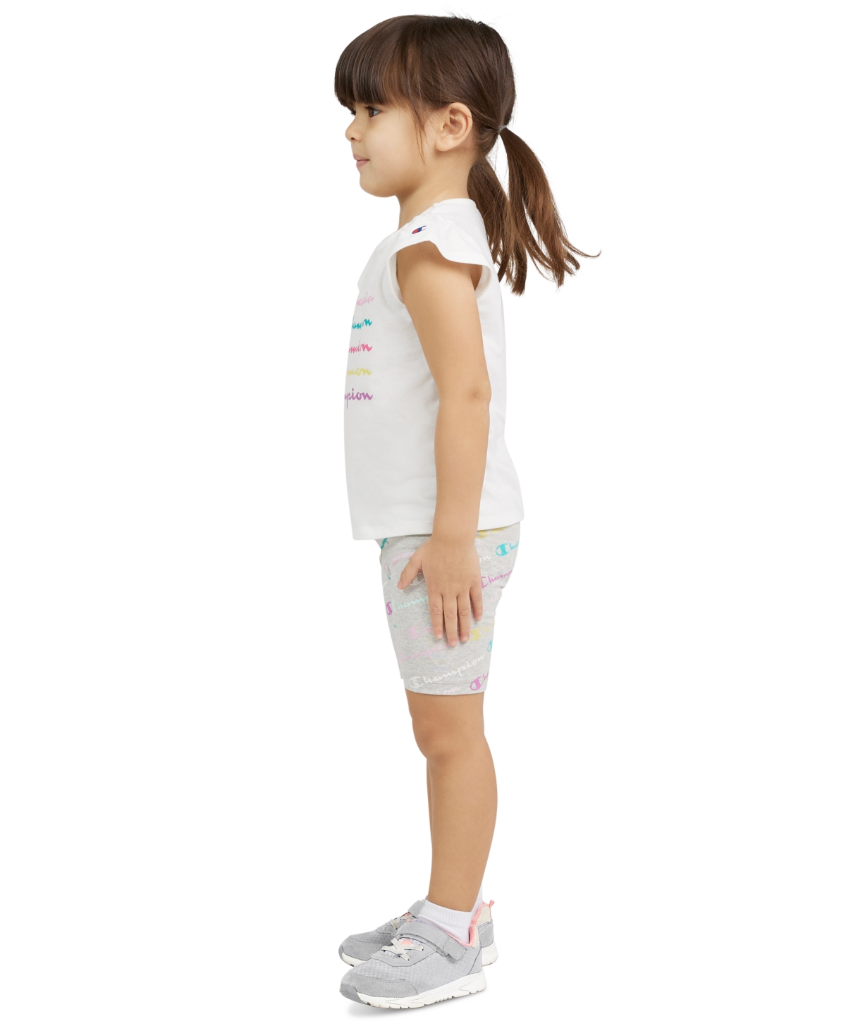Champion Toddler & Little Girls Logo Graphic T-Shirt & Logo-Print Bike Shorts, 2 Piece Set