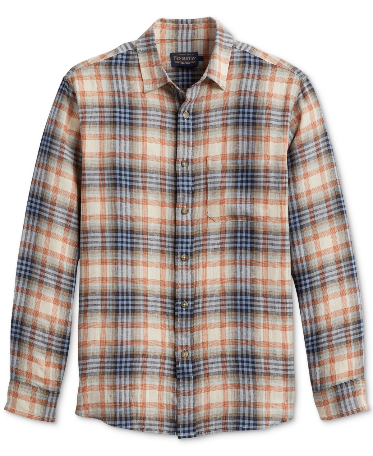 Shop Pendleton Men's Dawson Plaid Long Sleeve Button-front Shirt In Rust,graphite,stone Plaid