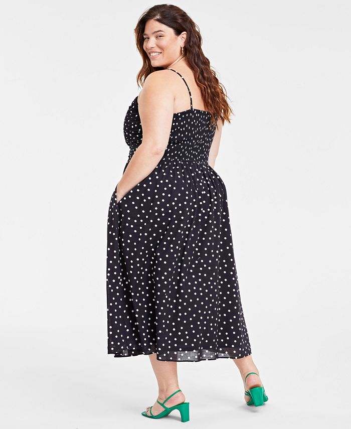On 34th Trendy Plus Size Polka-Dot Ruched Corset Midi Dress, Created ...