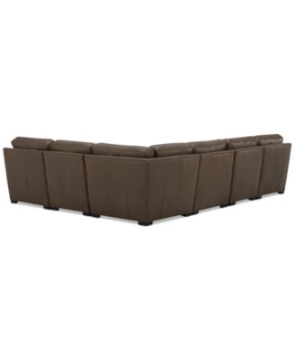 Radley 129" 6-Pc. Leather Square Corner Modular Chaise Sectional, Created for Macy's