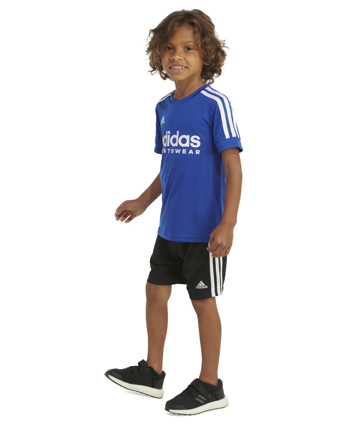 adidas Toddler & Little Boys 2-Pc. 3-Stripe Logo Graphic T-Shirt & Mesh Shorts Set