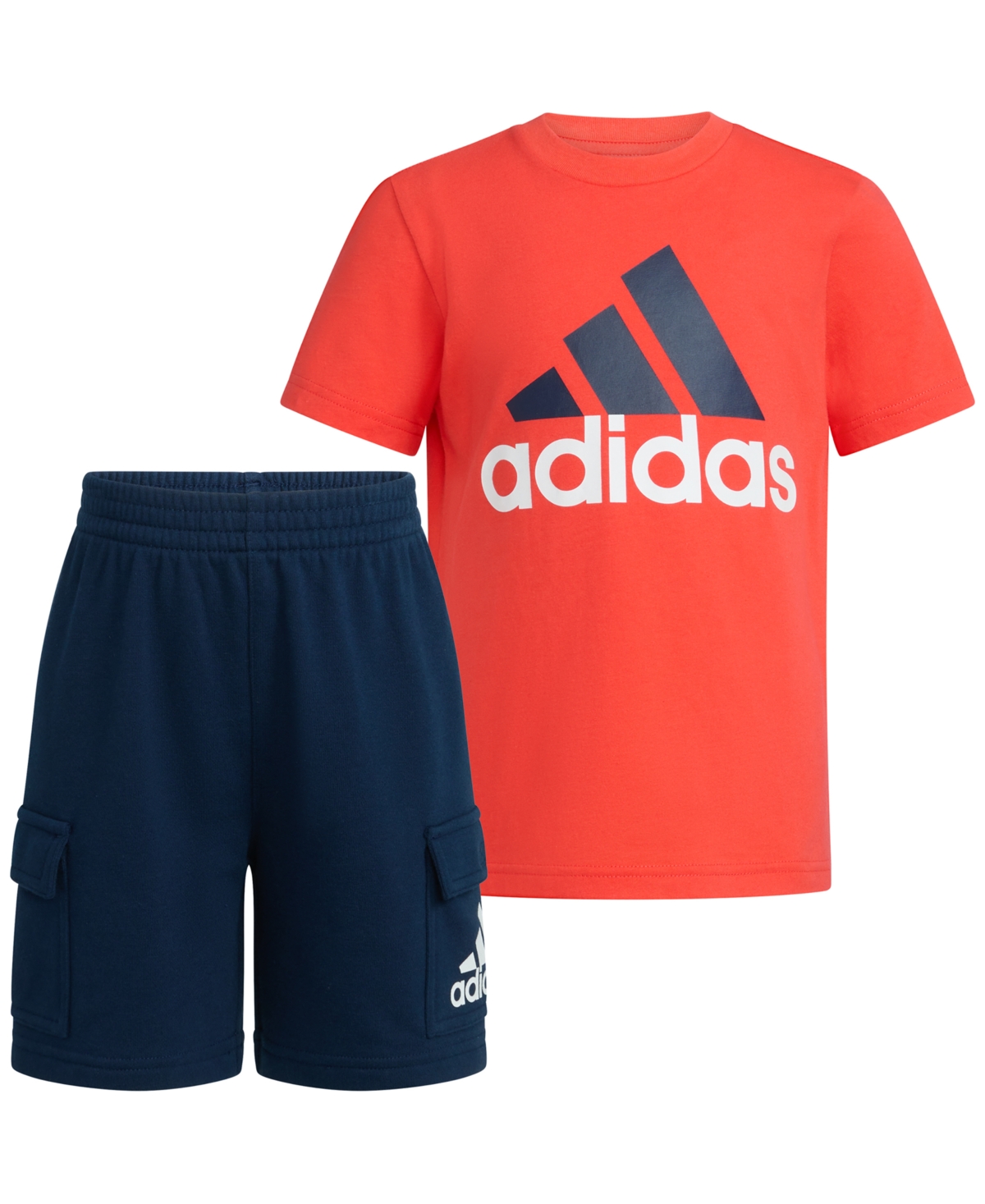Adidas Originals Toddler & Little Boys 2-pc. Logo Graphic T-shirt & French Terry Cargo Shorts Set In Bright Red