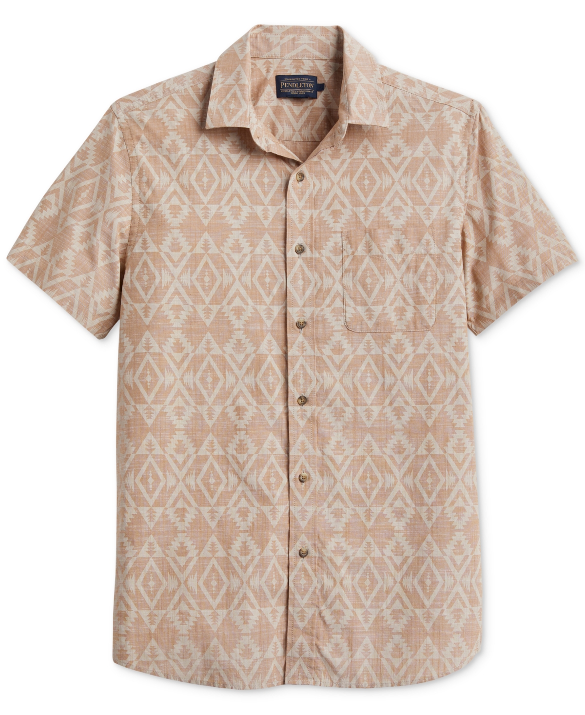 Men's Deacon Chambray Tile Print Short Sleeve Button-Front Shirt - Raptor Peak Brown