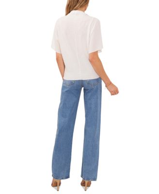 Women's Textured High Neck Wide Sleeve Top